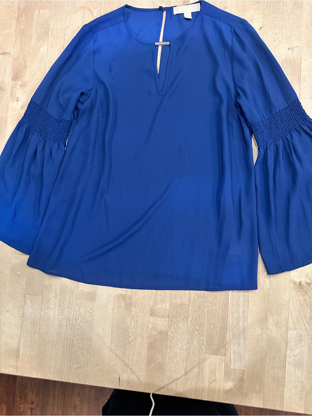 MICHAEL Michael Kors Royal Blue Smocked Bell Sleeve Blouse